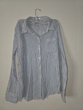 Lucky Brand Womens Button Down White And Blue Stripes Size Xl